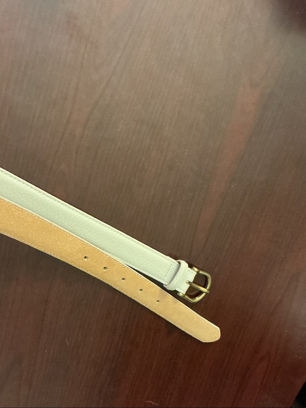 L.L. Bean Slim Tan Leather Belt with Gold-Tone Buckle - Picture 6 of 6